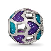 Sterling Silver Reflections Blue Purple Heart Enameled Bead view 3