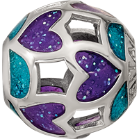 Sterling Silver Reflections Blue Purple Heart Enameled Bead view 4