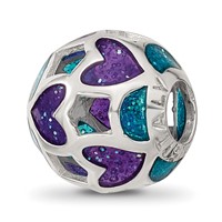 Sterling Silver Reflections Blue Purple Heart Enameled Bead view 5