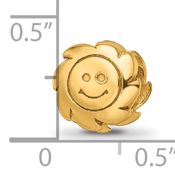 Sterling Silver Gold-plated Reflections Smiling Sun Bead