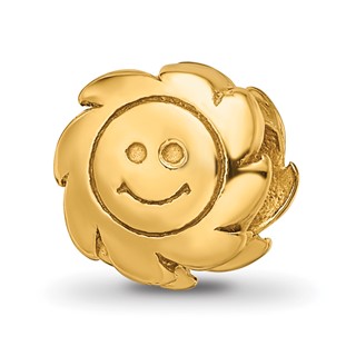 Sterling Silver Gold-plated Reflections Smiling Sun Bead