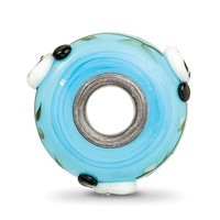 Ster.Silver Reflections Blue Hand Painted Panda Fenton Glass Bead view 2