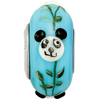 Ster.Silver Reflections Blue Hand Painted Panda Fenton Glass Bead view 3