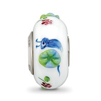 Ster.Silver Reflections Hand Painted Snails & Grapes Fenton Glass Bead view 3