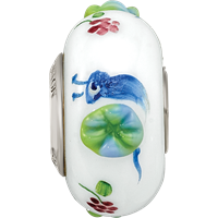 Ster.Silver Reflections Hand Painted Snails & Grapes Fenton Glass Bead view 4