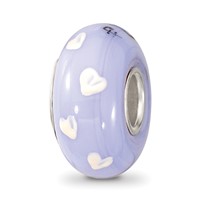 Sterling Silver Blue Hand Painted Penguins Fenton Glass Bead view 5