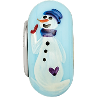 Ster.Silver Reflections Blue Hand Painted Snowman Fenton Glass Bead view 4