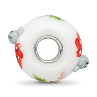 Ster.Silver Reflections Hand Painted Christmas Mouse Fenton Glass Bead view 2