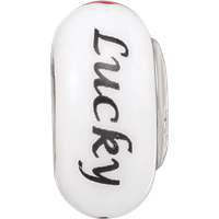 Ster.Silver Reflections White Hand Painted Lucky Suit Fenton Glass Bead view 4