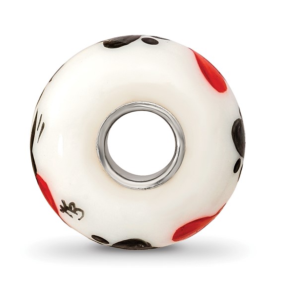 Ster.Silver Reflections Hand Painted Muttley Dog Fenton Glass Bead