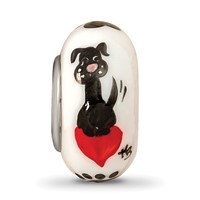 Ster.Silver Reflections Hand Painted Muttley Dog Fenton Glass Bead view 3