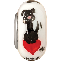 Ster.Silver Reflections Hand Painted Muttley Dog Fenton Glass Bead view 4