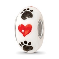 Ster.Silver Reflections Hand Painted Muttley Dog Fenton Glass Bead view 5