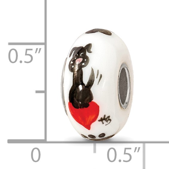 Ster.Silver Reflections Hand Painted Muttley Dog Fenton Glass Bead
