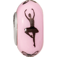 Ster.Silver Reflections Pink Hand Painted Ballerina Fenton Glass Bead view 4
