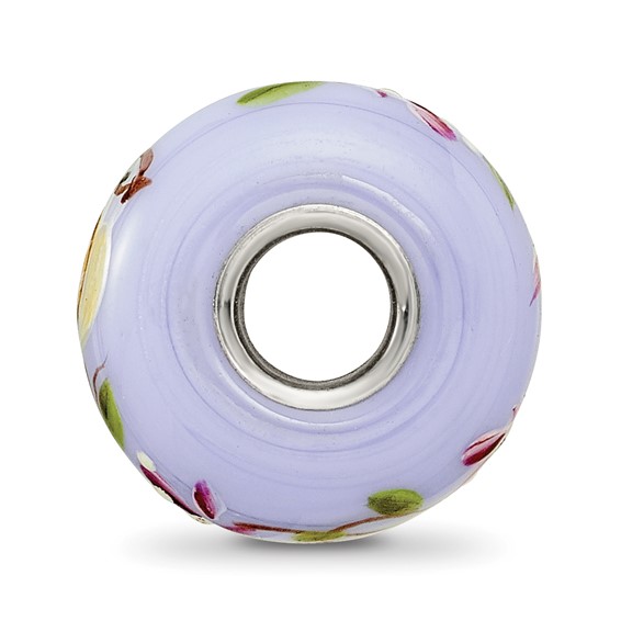 Ster.Silver Reflections Hand Painted Sparrow Fenton Glass Bead