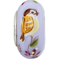 Ster.Silver Reflections Hand Painted Sparrow Fenton Glass Bead view 4