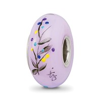 Ster.Silver Reflections Hand Painted TJ Bird Floral Fenton Glass Bead view 5