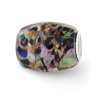 Ster.Silver Reflections Glitter African Violet Fenton Glass Bead