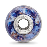 Ster.Silver Reflections Blue with Glitter Danube Fenton Glass Bead view 2