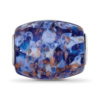 Ster.Silver Reflections Blue with Glitter Danube Fenton Glass Bead view 5