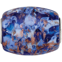 Ster.Silver Reflections Blue with Glitter Danube Fenton Glass Bead view 3