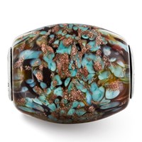 Ster.Silver Reflections Multi-color Glitter Desert Sunset Fenton Glass Bead view 4