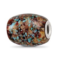 Ster.Silver Reflections Multi-color Glitter Desert Sunset Fenton Glass Bead view 1