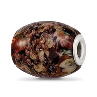 Ster.Silver Reflections Multi-color Glitter Kalico Kitty Fenton Glass Bead view 1