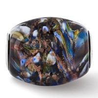 Ster.Silver Reflections Multi-color Glitter Country Girl Fenton Glass Bead view 4