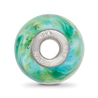Ster.Silver Reflections Multi-color Green with Glitter Fenton Glass Bead view 2