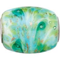Ster.Silver Reflections Multi-color Green with Glitter Fenton Glass Bead view 3