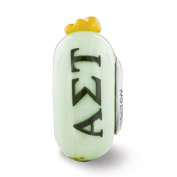Ster.Silver Reflections Hand Painted Alpha Sigma Tau Fenton Glass Bead