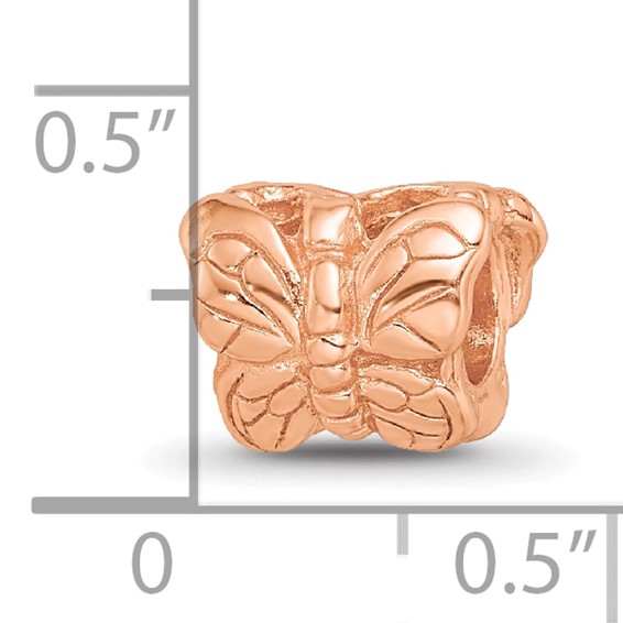 Sterling Silver Reflections Rose Gold-plated Butterfly Bead