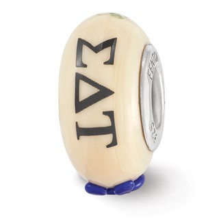 Ster.Silver Reflections Hand Painted Sigma Delta Tau Fenton Glass Bead