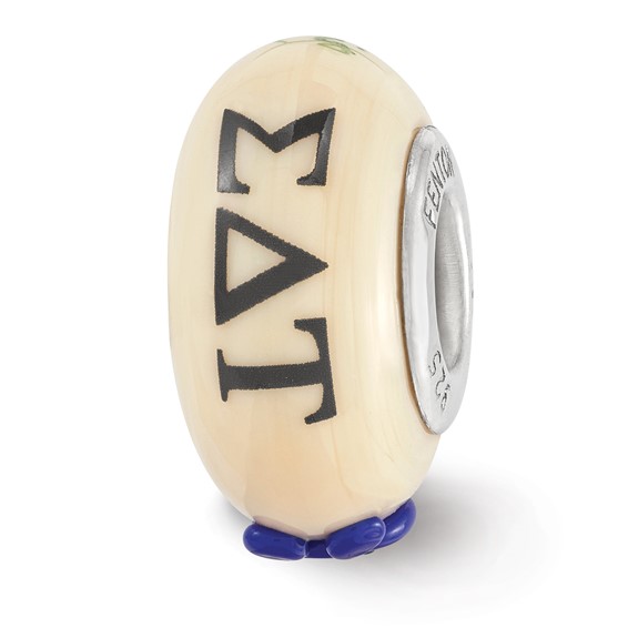 Ster.Silver Reflections Hand Painted Sigma Delta Tau Fenton Glass Bead
