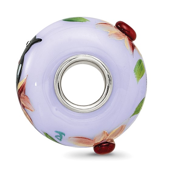 Sterling Silver Reflections Blue Bye Bye Blackbird Fenton Glass Bead