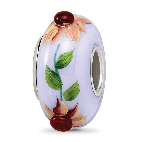 Sterling Silver Reflections Blue Bye Bye Blackbird Fenton Glass Bead