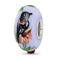 Sterling Silver Reflections Blue Bye Bye Blackbird Fenton Glass Bead view 1
