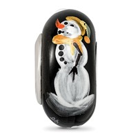 Sterling Silver Reflections Black Snowman Frosty Nights Fenton Glass Bead view 3