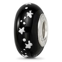 Sterling Silver Reflections Black Snowman Frosty Nights Fenton Glass Bead view 5
