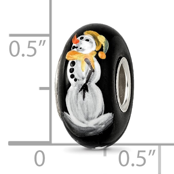 Sterling Silver Reflections Black Snowman Frosty Nights Fenton Glass Bead