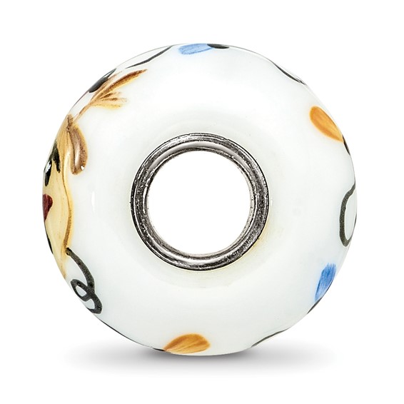 Sterling Silver Reflections White Rudy Reindeer w/lights Fenton Glass Bead