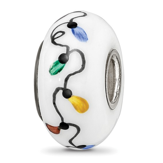 Sterling Silver Reflections White Rudy Reindeer w/lights Fenton Glass Bead