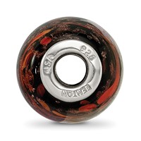 Sterling Silver Reflections Black & Orange Autumn Fires Fenton Glass Bead view 2