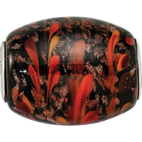 Sterling Silver Reflections Black & Orange Autumn Fires Fenton Glass Bead view 3