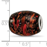 Sterling Silver Reflections Black & Orange Autumn Fires Fenton Glass Bead view 4