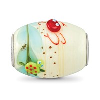 Sterling Silver Reflections Catchn a Wave Ocean Motif Fenton Glass Bead view 3