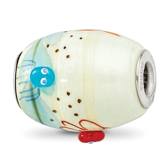 Sterling Silver Reflections Catchn A Wave Ocean Motif Fenton Glass Bead