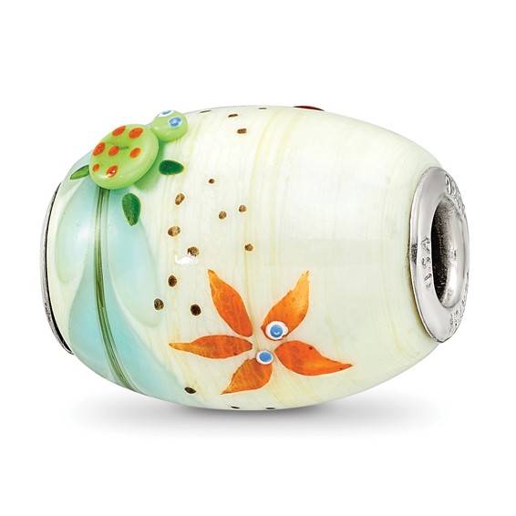 Sterling Silver Reflections Catchn A Wave Ocean Motif Fenton Glass Bead